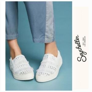 Darling Fringed Seychelles x Anthro White Slip-On Sneaker